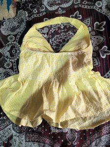 Yellow Gingham Halter Top