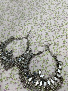 Mirror Work Jhumka Earrings