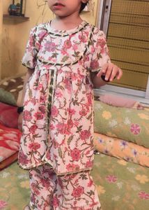 white and pink girls ethnic set