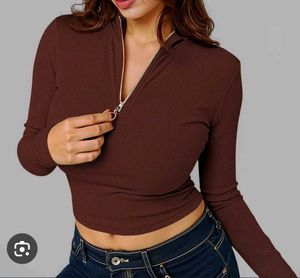 Ribbed Zip-Up Crop Top