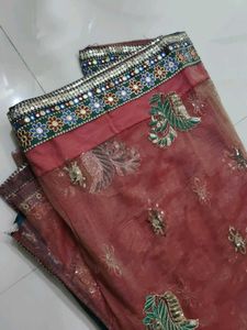 Beautiful Teal and Maroon Saree