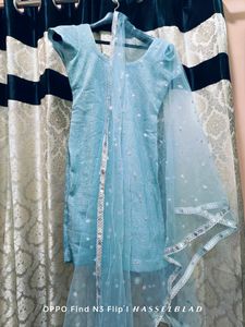 Sky 🔵 Blue Kurta With Pathani Salwar Set