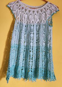 Sky Blue Shaded Crochet Top