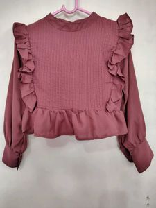 Chic Ruffled Mauve Top