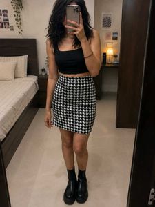 Houndstooth Mini Skirt for baddies