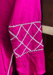 Elegant Pink Kurta with White Embroidery