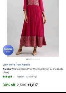 Aurelia Pink ethnic gown Gold Print new with tag