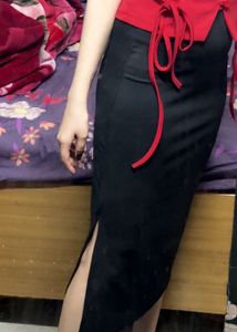 Red Sleeveless Top with Tie Details