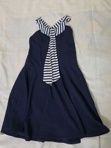 Girls Dark Blue Halter Neck Dress