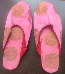 Pink Floral Slippers