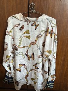 Chic White Butterfly Print Blouse