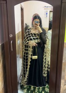 Elegant Black Anarkali with Embellished Dupatta