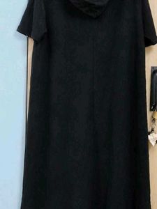 Casual Black Hooded Dress