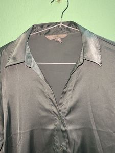Satin Button-Up Blouse