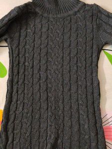 Gray Knit Turtleneck Dress