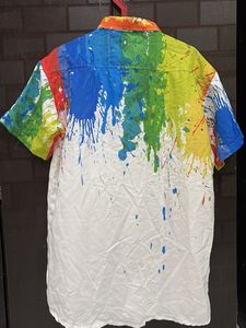 Splash Paint Print Button-Up Shirt
