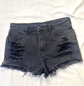 Hollister Black Distressed Denim Shorts