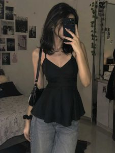Chic Black Peplum Cami Top
