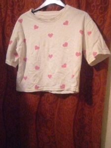 2.Heart Print Crop Top SET