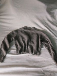 Grey Cable Knit Cropped Cardigan