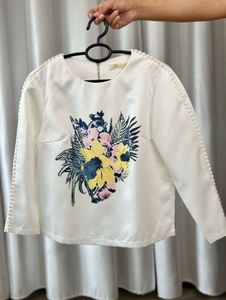 White Top with Floral Print