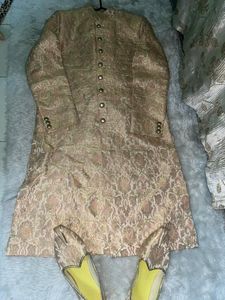 Royal Gold Brocade Sherwani Set ✨*