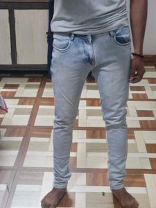 UNISEX Light  Acid Wash Denim Je
