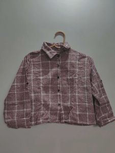 Chic Pink Plaid crop sweat top