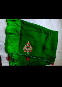 Elegant Green Embroidered Saree