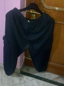 plus size Navy Blue Track Pants with Stripes