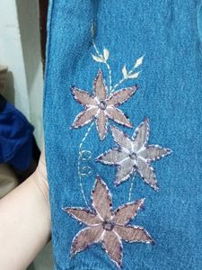 Embroidered Denim Pants