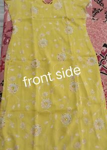 Elegant lime green Kurta Set with Silver Print