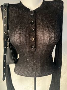 Sparkly Black Long Sleeve Top