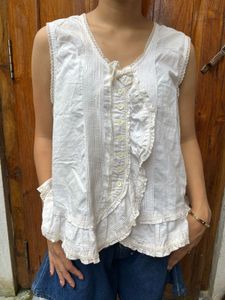 White cottage core shirt