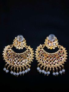 Beautiful Gold Plated Earrings with Red Stones