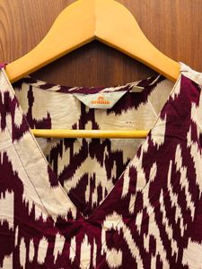 Maroon &amp; Cream Ethnic Print Kurta Set