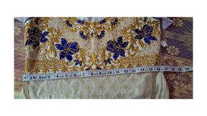 Cream Kurta Set with Blue Embroidery