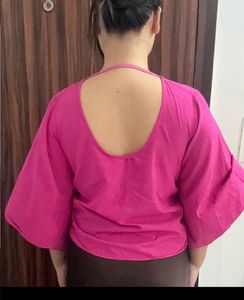 Zara Fuchsia Bow Front Top