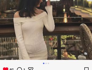 Off-Shoulder Ribbed Knit Dress