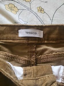 Brown Corduroy Knee Length Skirt