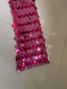 Pink Sequin Bell Sleeve Mini Dress