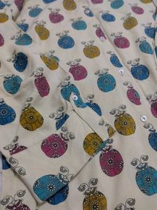 Cream Kurta with Beetle Print