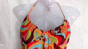 Retro Swirl Print Halter Top