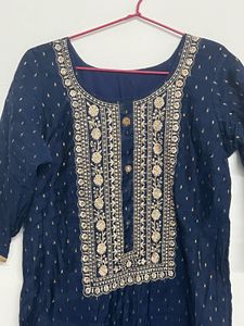 Elegant Navy Blue Kurta Set with Dupatta