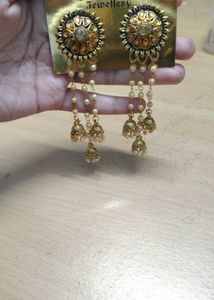 Ethnic Jhumka Earrings golden latkan jhumki