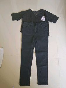 Chic Black Top & Jeans Set