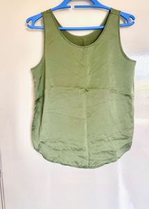 Satin Tank Top - Olive Green