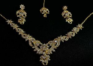 Elegant Gold-Tone CZ Necklace Set