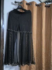 Elegant Black Sequined Palazzo Pants