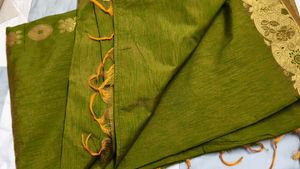 Elegant Green Silk Saree with Gold Border